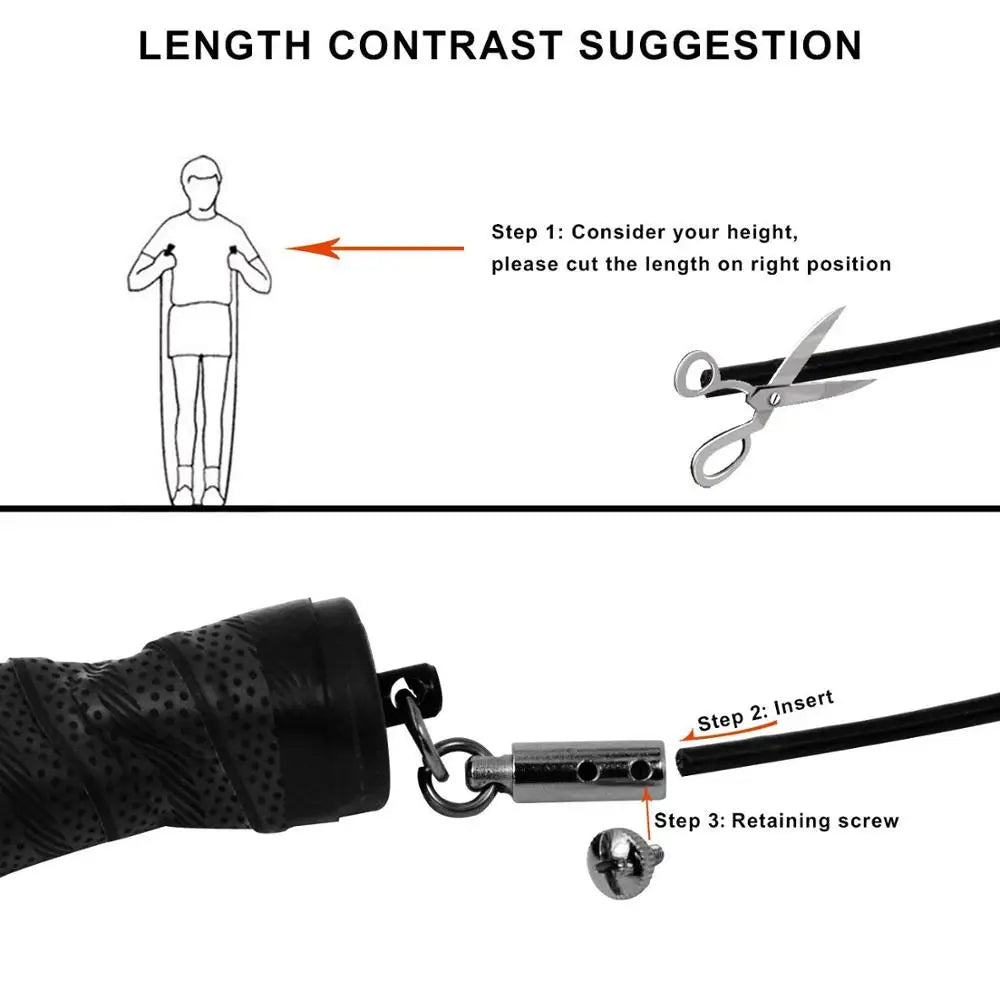 Steel Wire Heavy Jump Rope Speed Fitness Rope Solid PVC Rubber Coating Bearing High Speed Cable