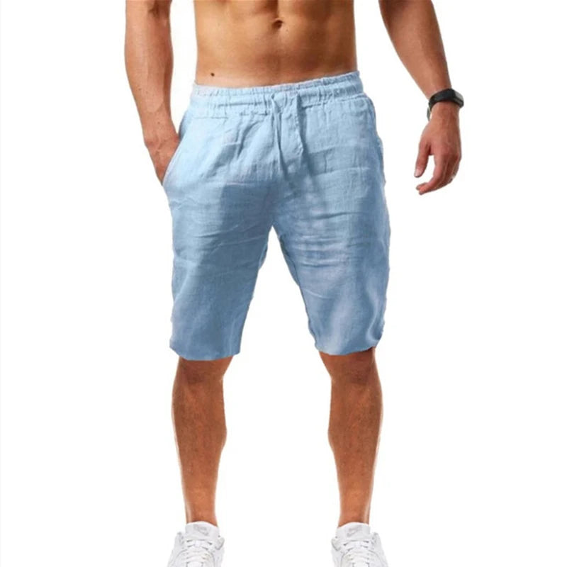 Vintage Men Pleated Cotton Linen Casual Pants Drawstring Side Zip Elastic Waist Comfort Breathable Beach Trousers Straight Pants