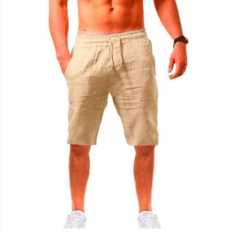 Vintage Men Pleated Cotton Linen Casual Pants Drawstring Side Zip Elastic Waist Comfort Breathable Beach Trousers Straight Pants