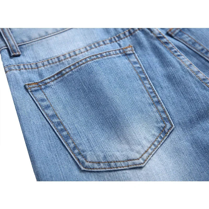 2024 New Mens Jeans Brands Straight Jeans Men Zipper Hole Streetwear Casual Pants Denim Trousers Pantalones Hombre Y2K Clothing