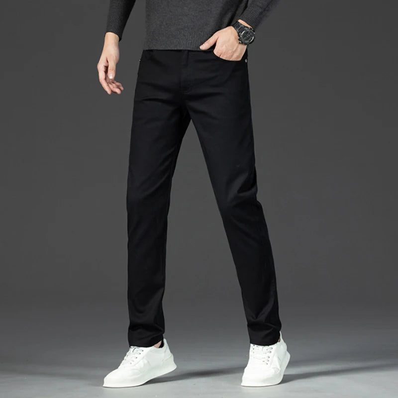 Classic 8 Color Casual Pants Men Spring Autumn New Business Fashion Comfortable Stretch Cotton Elastic Straigh Jeans Trousers