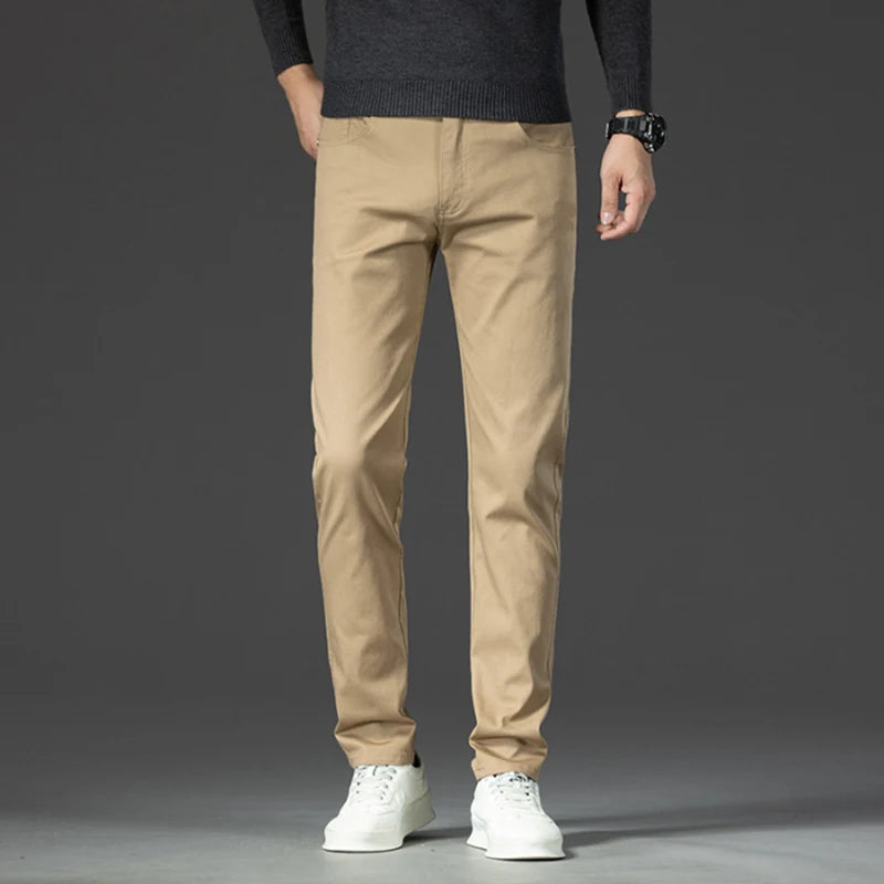 Classic 8 Color Casual Pants Men Spring Autumn New Business Fashion Comfortable Stretch Cotton Elastic Straigh Jeans Trousers