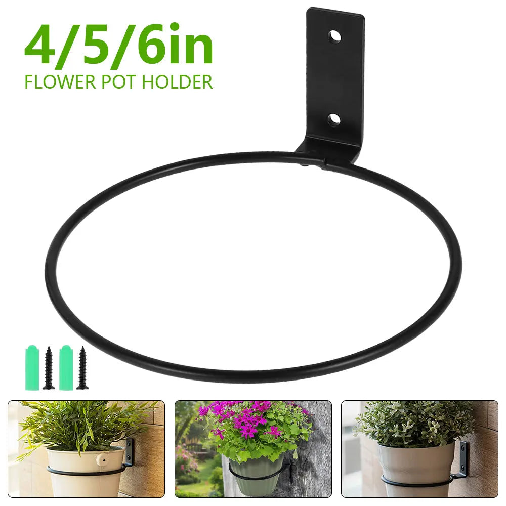 Flower Pot Trays Wall Mounted Pot Ring Holder Metal Planter Hooks Hangers Wall Bracket Plant storage rack Garden