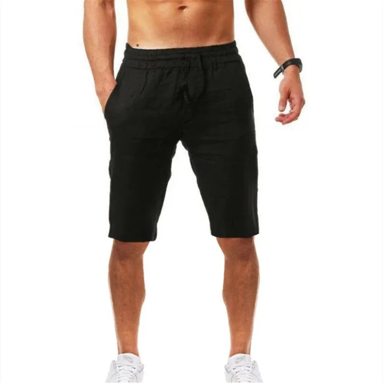 Vintage Men Pleated Cotton Linen Casual Pants Drawstring Side Zip Elastic Waist Comfort Breathable Beach Trousers Straight Pants