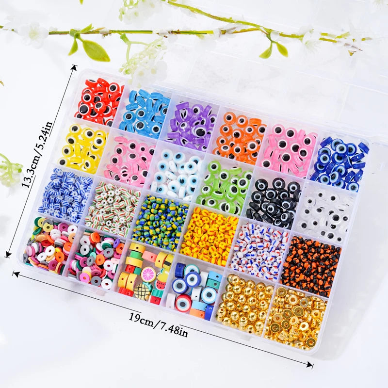 1930Pcs Colorful Style Resin Evil Eye Beads Bracelet Making Kit Clay and Letter Beads for Jewelry Making DIY Accessories Crafts