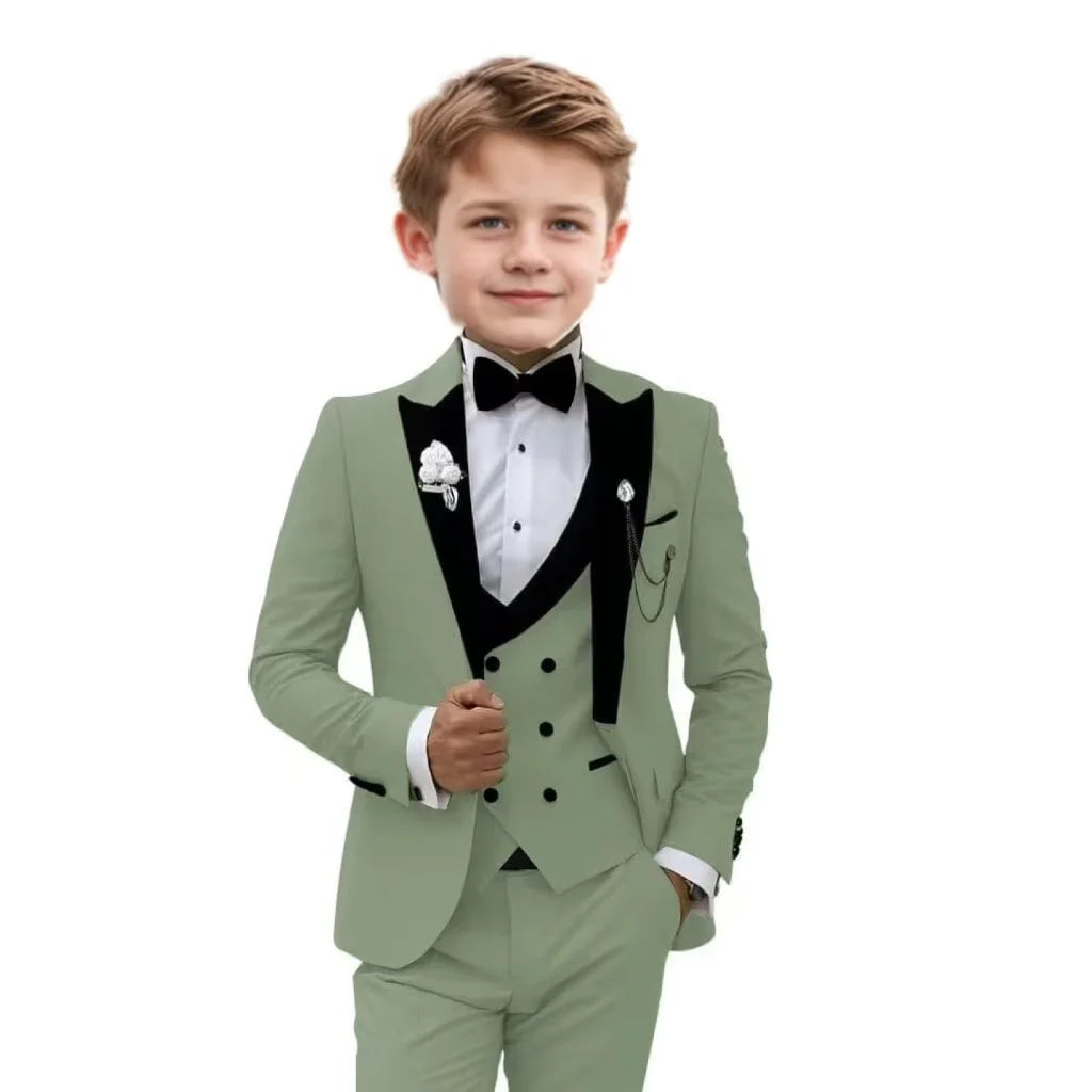 Handsome Boy Suit Three piece Set Suit Pants And Waistcoat Single Breasted Elegant Children Piano Performance Evening Dresses