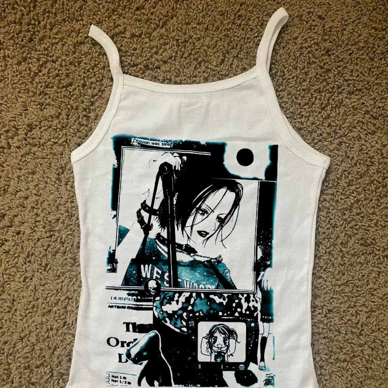 Summer women's clothing exposed navel women's summer Harajuku cute printed vest, anime camisole vest Y2k clothes, outdoor street