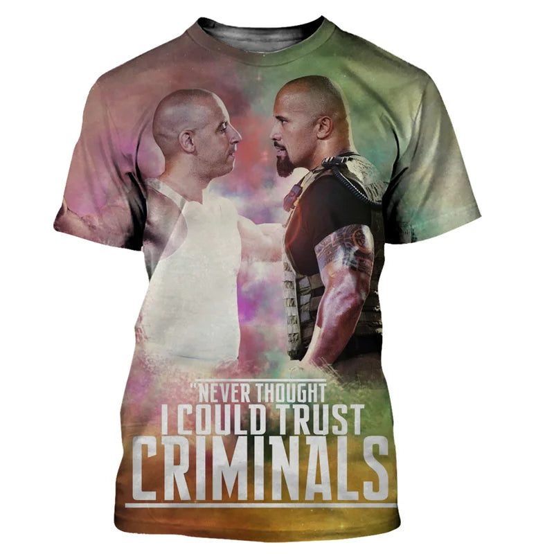 Camiseta con estampado 3D Fast And Furious para niños y niñas,ropa de calle Unisex,camiseta informal de moda