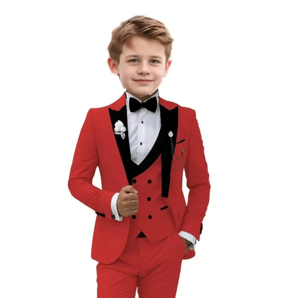 Handsome Boy Suit Three piece Set Suit Pants And Waistcoat Single Breasted Elegant Children Piano Performance Evening Dresses