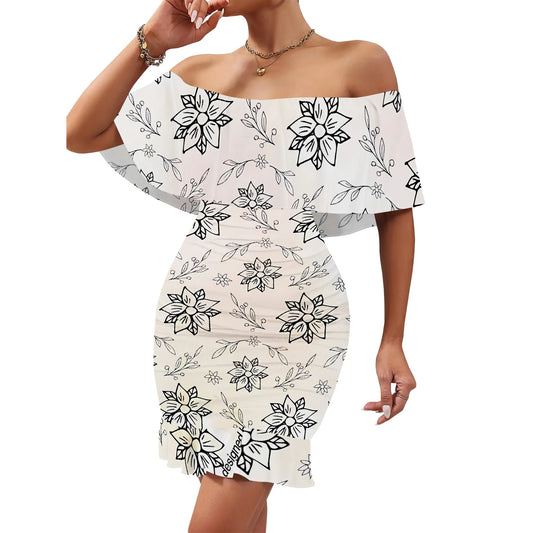 Women's 2025 Spring/Summer New Customized Casual Loose Swinging Collar Shoulder Printed Flower Strap Dress