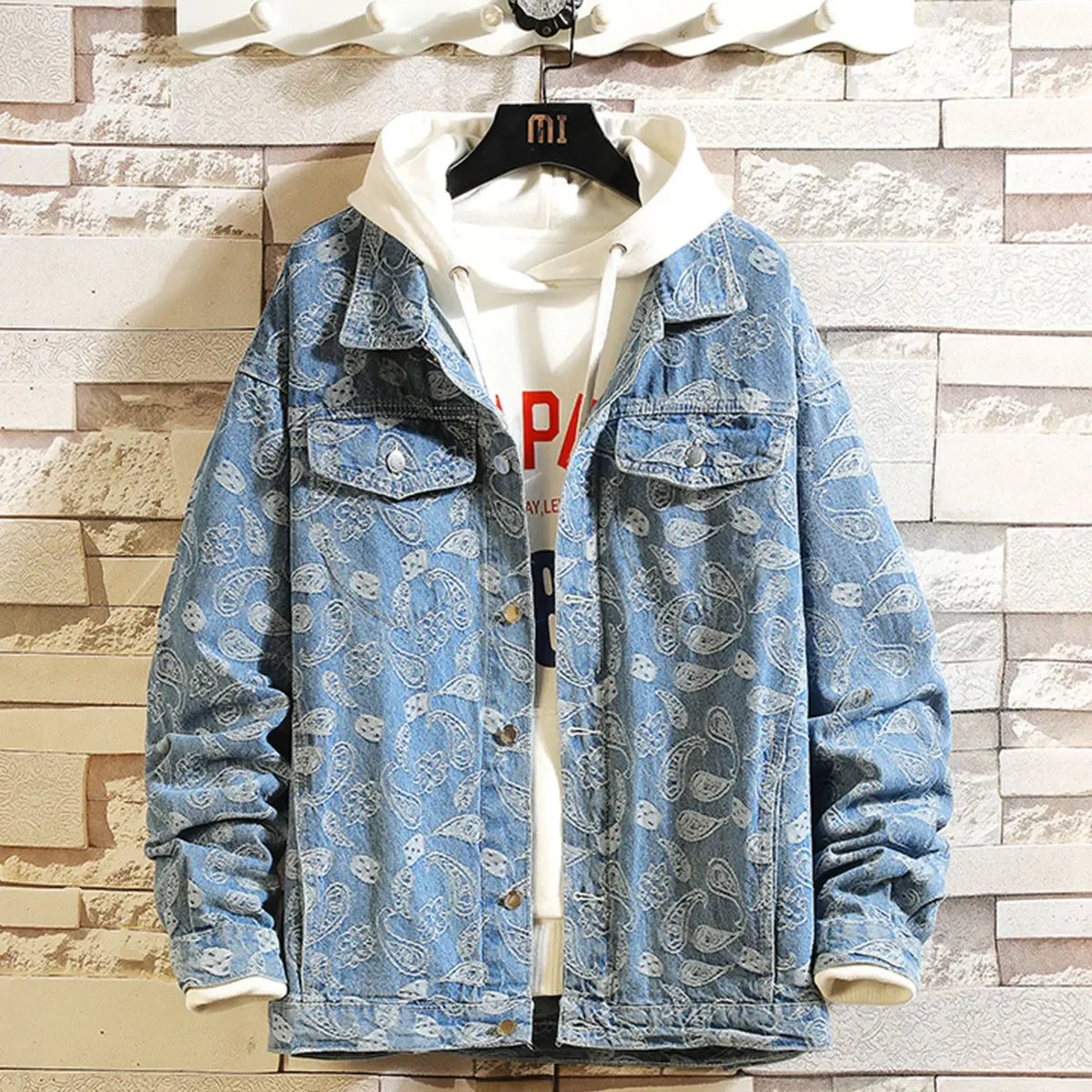 New 2025 Spring Japanese Vintage Printed Denim Jacket Men Streetwear Fashion Loose Cowboy Jean Jacket Man Clothing