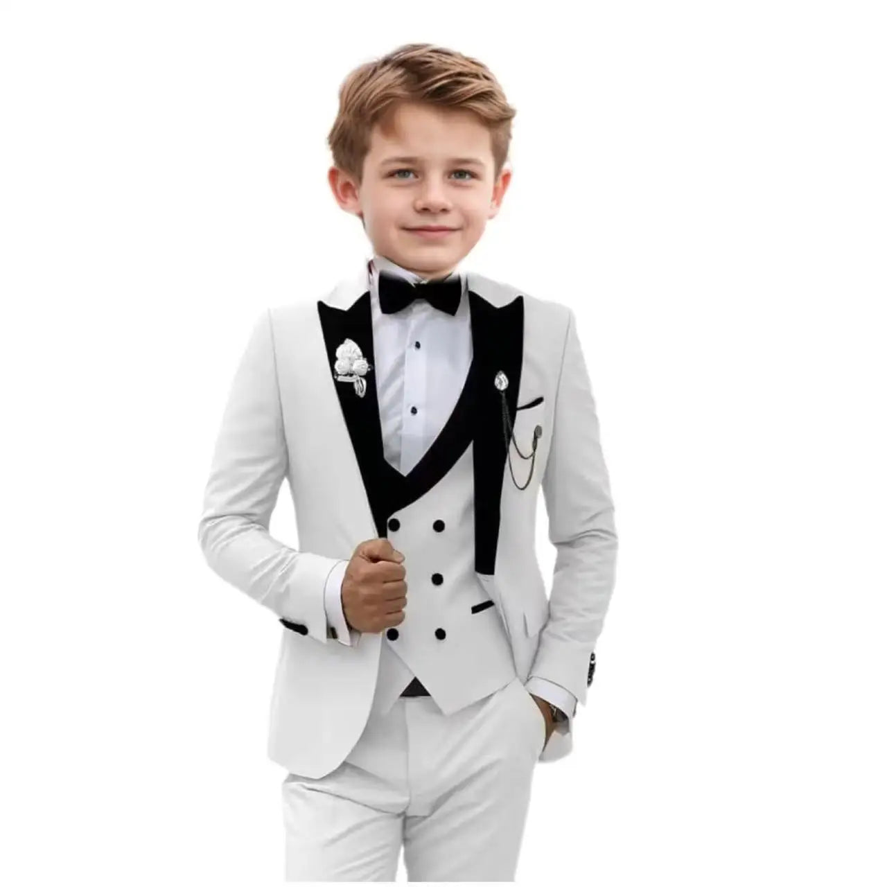Handsome Boy Suit Three piece Set Suit Pants And Waistcoat Single Breasted Elegant Children Piano Performance Evening Dresses