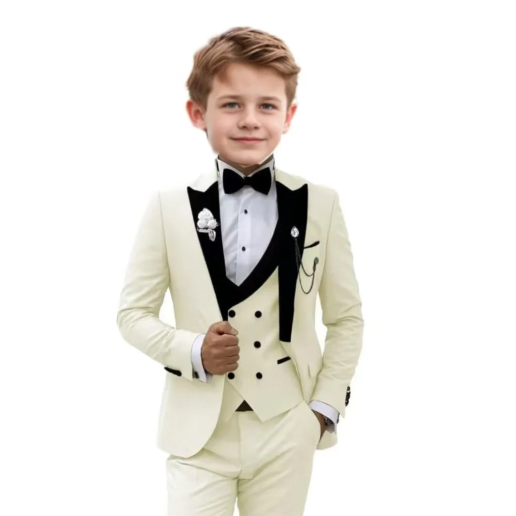 Handsome Boy Suit Three piece Set Suit Pants And Waistcoat Single Breasted Elegant Children Piano Performance Evening Dresses