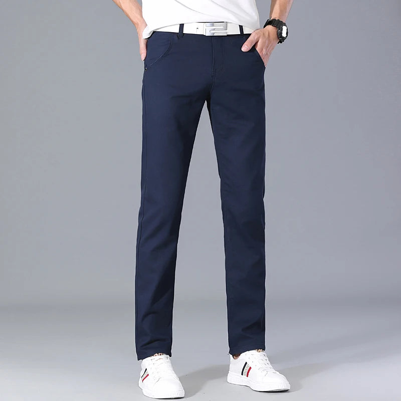 Classic 8 Color Casual Pants Men Spring Autumn New Business Fashion Comfortable Stretch Cotton Elastic Straigh Jeans Trousers