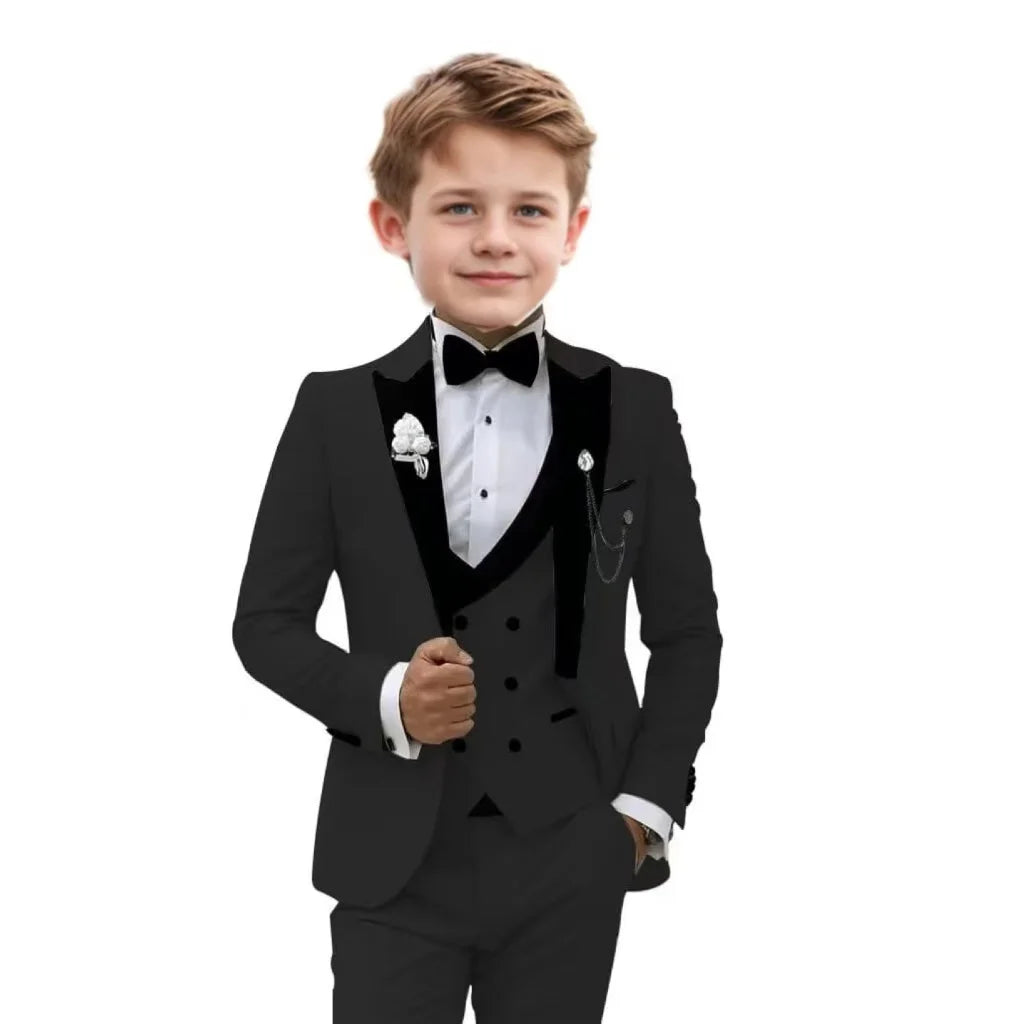 Handsome Boy Suit Three piece Set Suit Pants And Waistcoat Single Breasted Elegant Children Piano Performance Evening Dresses