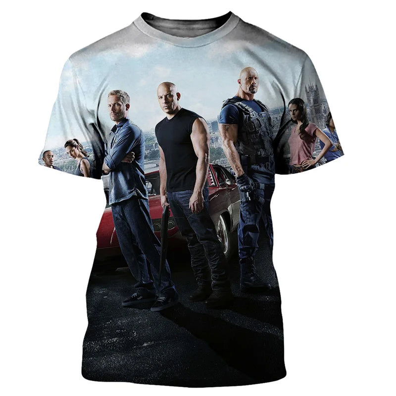 Camiseta con estampado 3D Fast And Furious para niños y niñas,ropa de calle Unisex,camiseta informal de moda