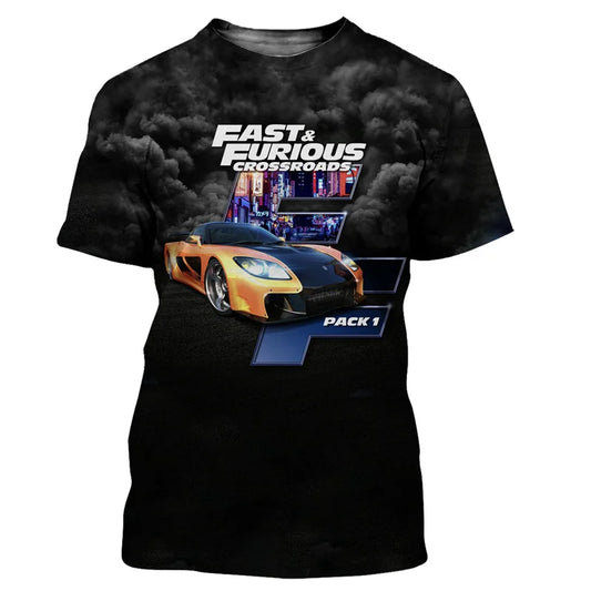 Camiseta con estampado 3D Fast And Furious para niños y niñas,ropa de calle Unisex,camiseta informal de moda