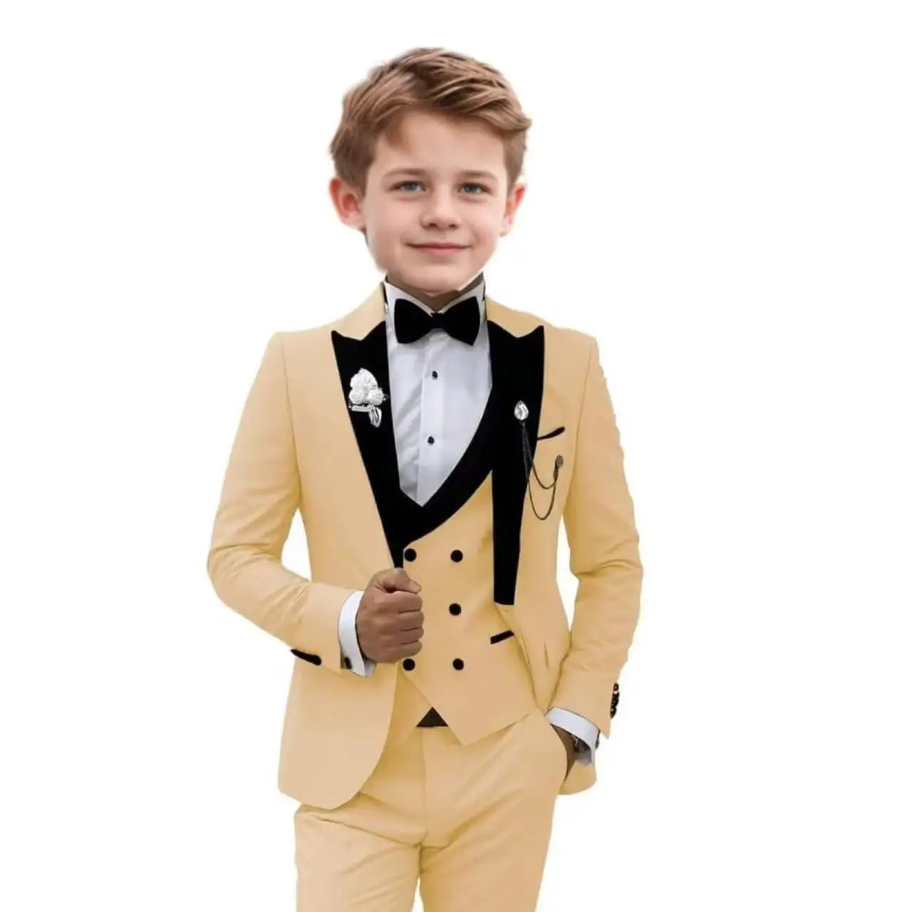 Handsome Boy Suit Three piece Set Suit Pants And Waistcoat Single Breasted Elegant Children Piano Performance Evening Dresses