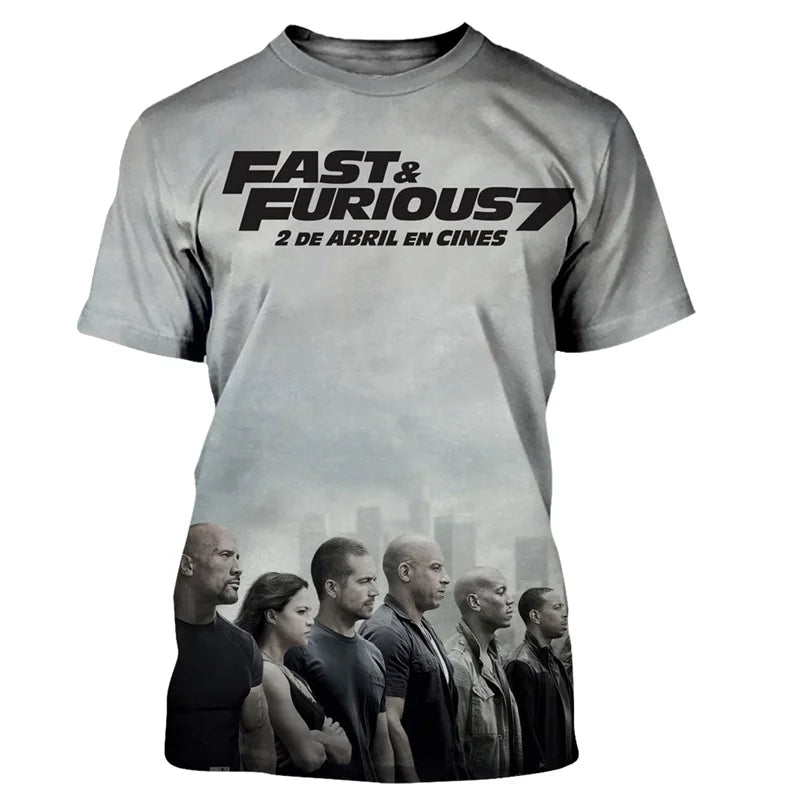 Camiseta con estampado 3D Fast And Furious para niños y niñas,ropa de calle Unisex,camiseta informal de moda
