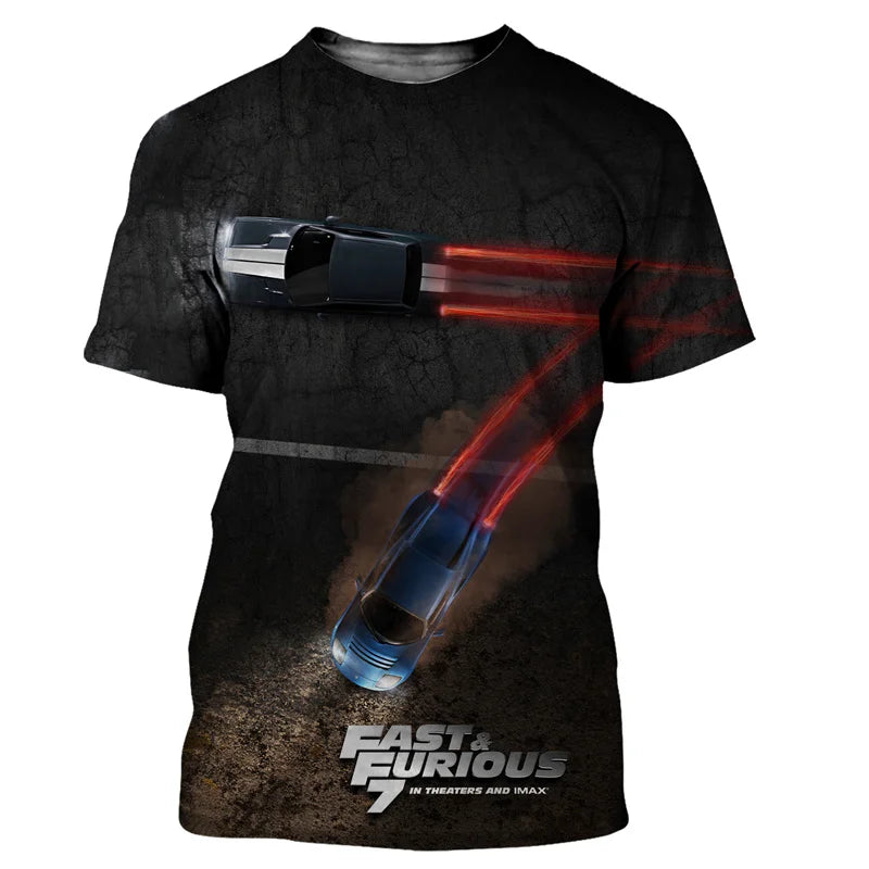 Camiseta con estampado 3D Fast And Furious para niños y niñas,ropa de calle Unisex,camiseta informal de moda