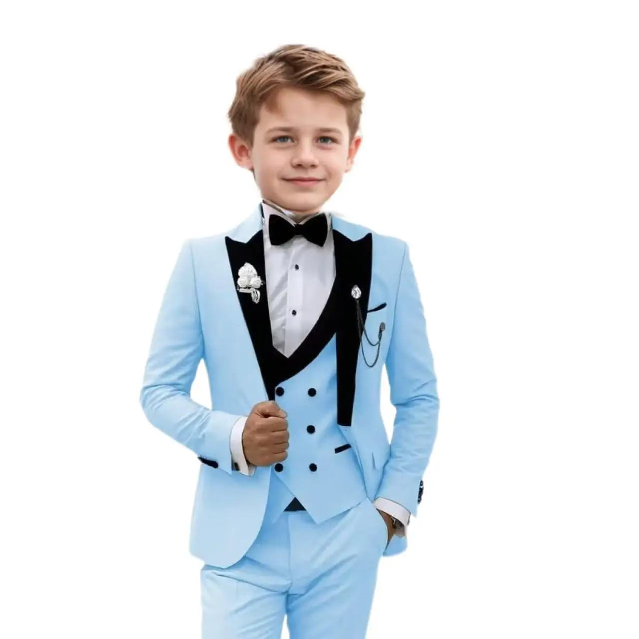 Handsome Boy Suit Three piece Set Suit Pants And Waistcoat Single Breasted Elegant Children Piano Performance Evening Dresses