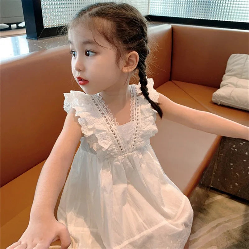 Girl Suspended Dress Summer Dress Children Fashionable Yarn Dress Children Princess Dress Girl Платье Для Девочки Ropa De Niña