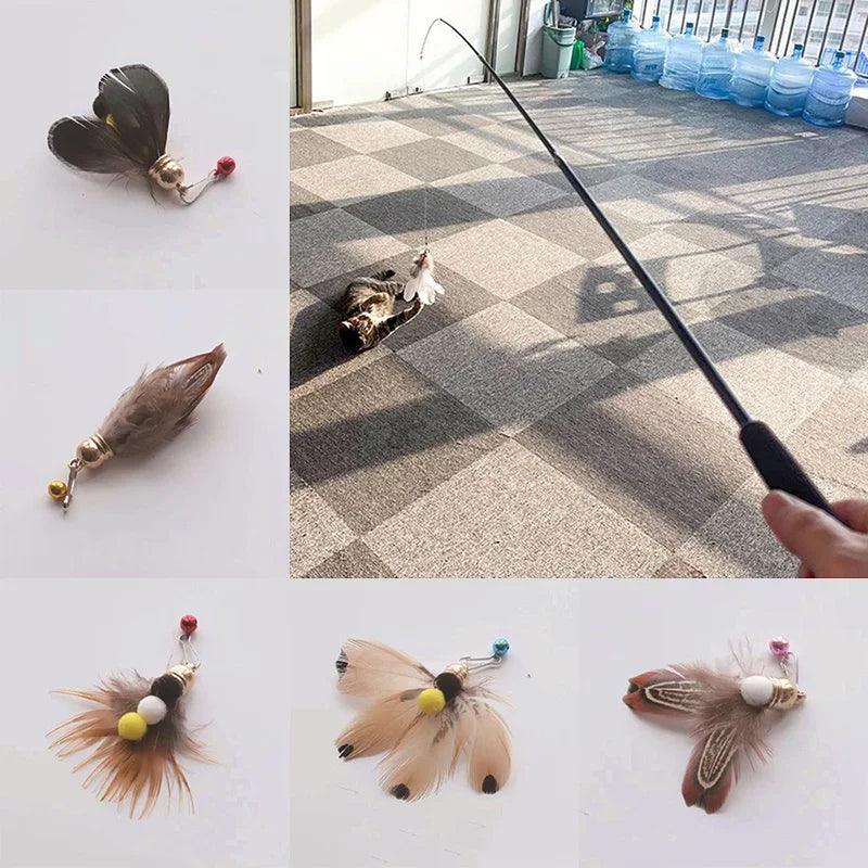 Fish Rod Shape Cat Teaser Stick and Insect Bait Funny Kitten Interactive Toys Pet Accessories for Cats mascotas jouet pour chat