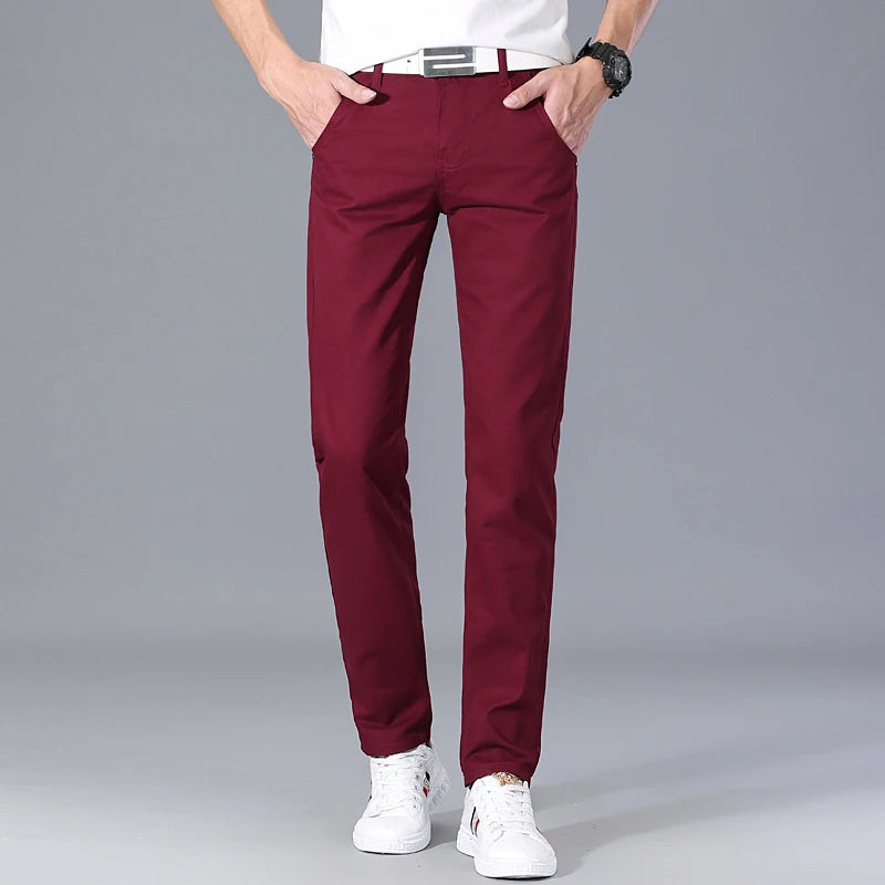 Classic 8 Color Casual Pants Men Spring Autumn New Business Fashion Comfortable Stretch Cotton Elastic Straigh Jeans Trousers
