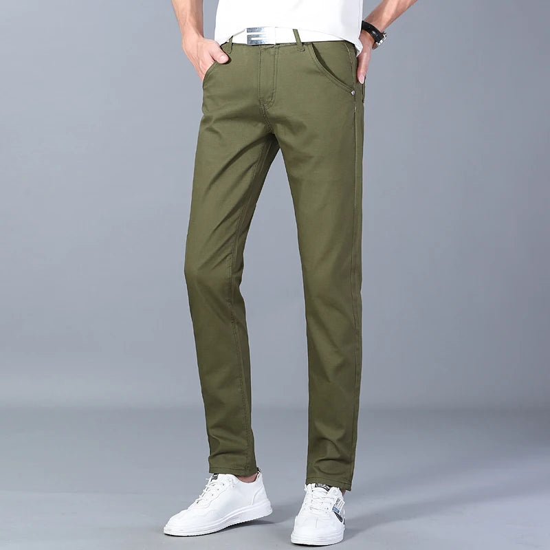 Classic 8 Color Casual Pants Men Spring Autumn New Business Fashion Comfortable Stretch Cotton Elastic Straigh Jeans Trousers