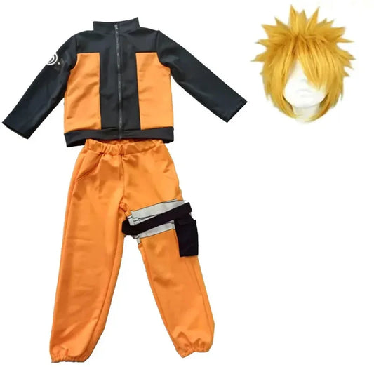 Hot Kids Uzumaki Akatsuki Cosplay Boys Girls Uzumaki Jacket Pants Headband Wig props Child Uniform Kunai Halloween Costume