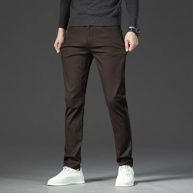 Classic 8 Color Casual Pants Men Spring Autumn New Business Fashion Comfortable Stretch Cotton Elastic Straigh Jeans Trousers