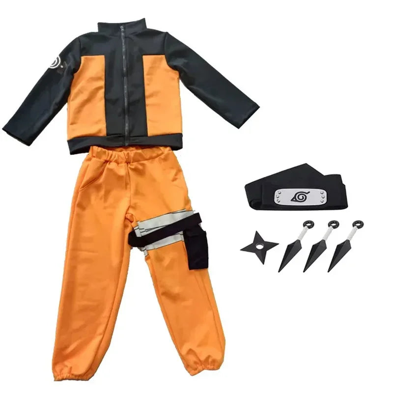 Hot Kids Uzumaki Akatsuki Cosplay Boys Girls Uzumaki Jacket Pants Headband Wig props Child Uniform Kunai Halloween Costume