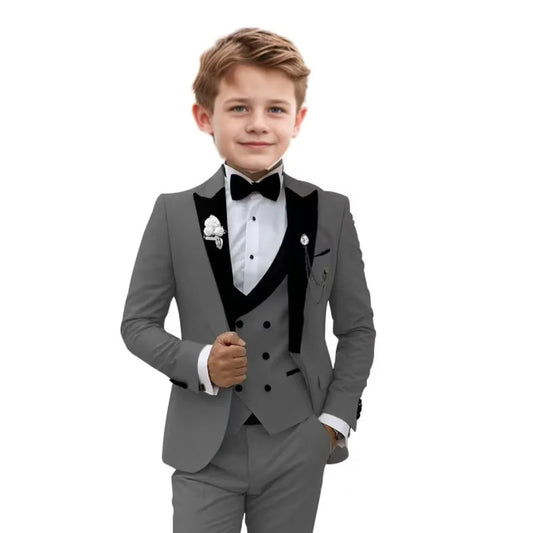 Handsome Boy Suit Three piece Set Suit Pants And Waistcoat Single Breasted Elegant Children Piano Performance Evening Dresses