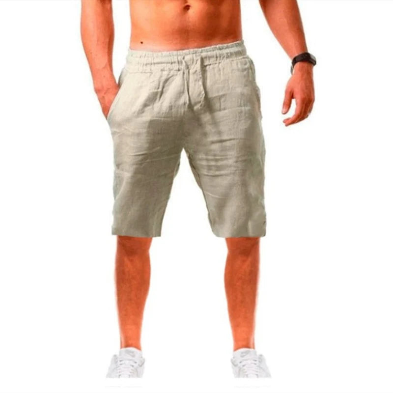 Vintage Men Pleated Cotton Linen Casual Pants Drawstring Side Zip Elastic Waist Comfort Breathable Beach Trousers Straight Pants