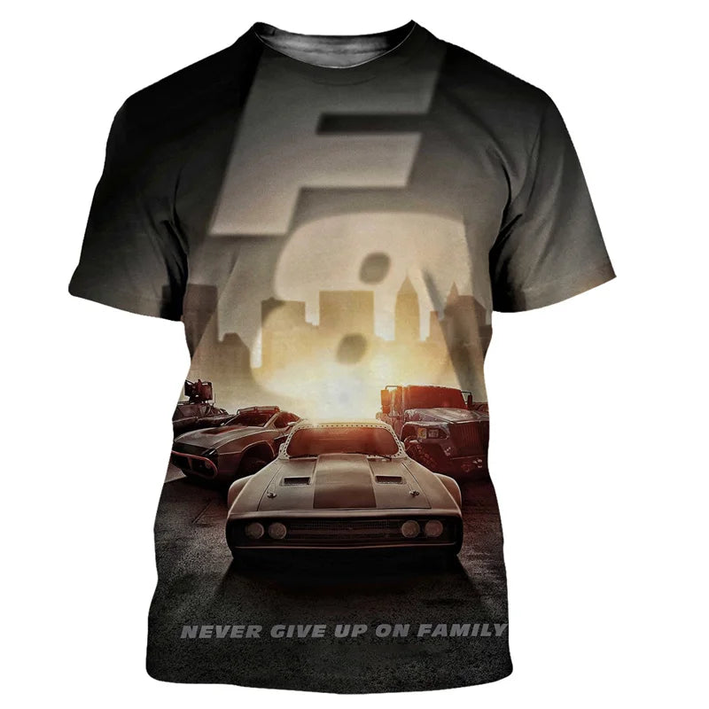 Camiseta con estampado 3D Fast And Furious para niños y niñas,ropa de calle Unisex,camiseta informal de moda