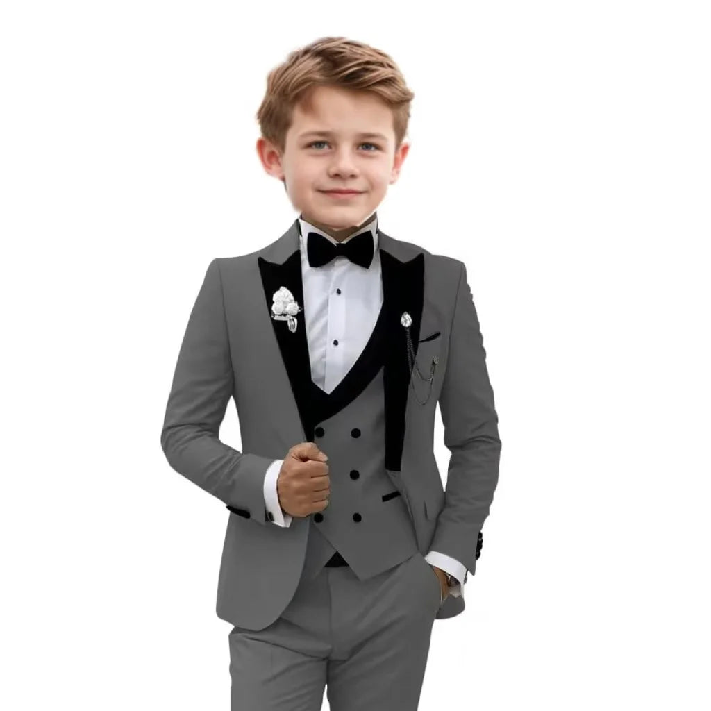 Handsome Boy Suit Three piece Set Suit Pants And Waistcoat Single Breasted Elegant Children Piano Performance Evening Dresses