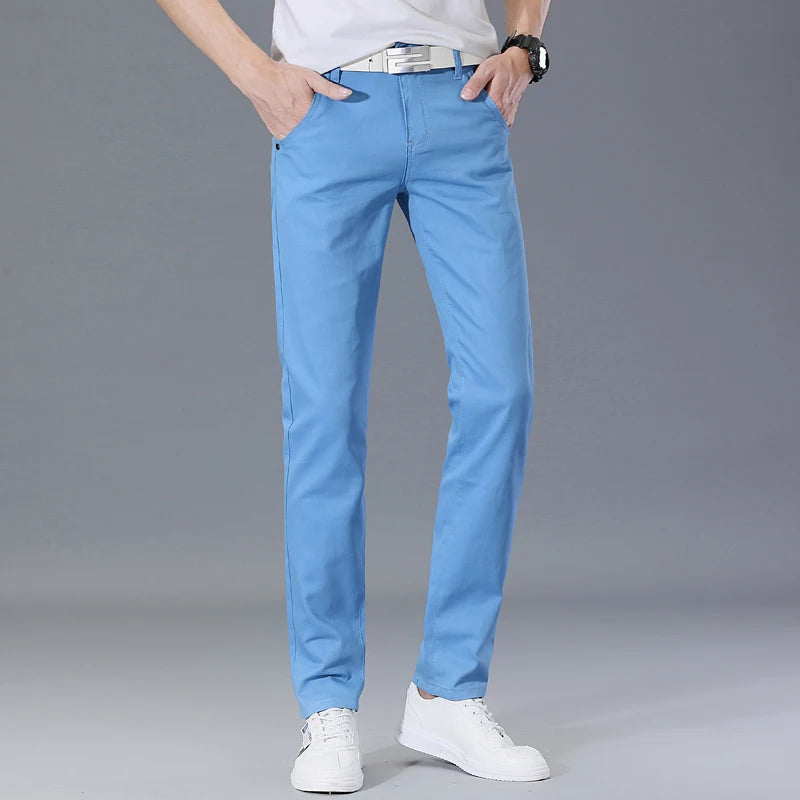 Classic 8 Color Casual Pants Men Spring Autumn New Business Fashion Comfortable Stretch Cotton Elastic Straigh Jeans Trousers