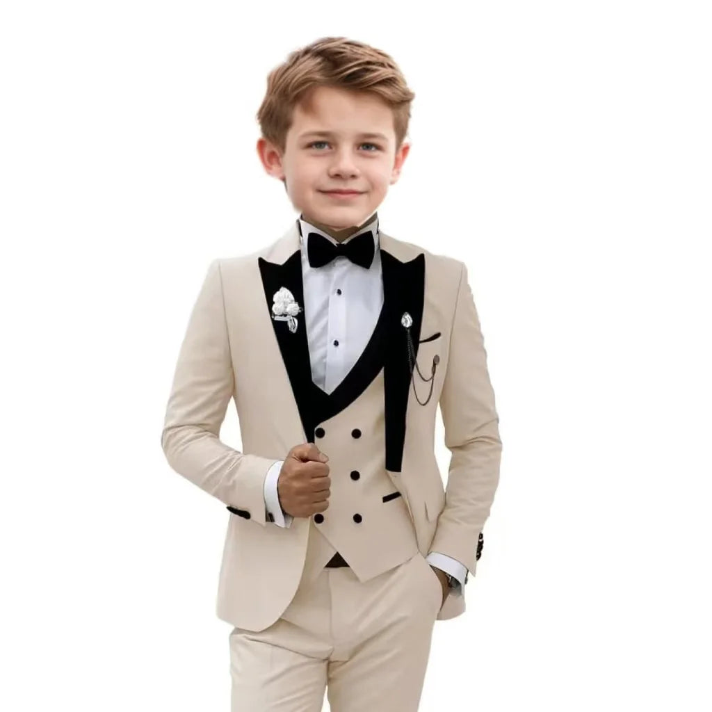 Handsome Boy Suit Three piece Set Suit Pants And Waistcoat Single Breasted Elegant Children Piano Performance Evening Dresses