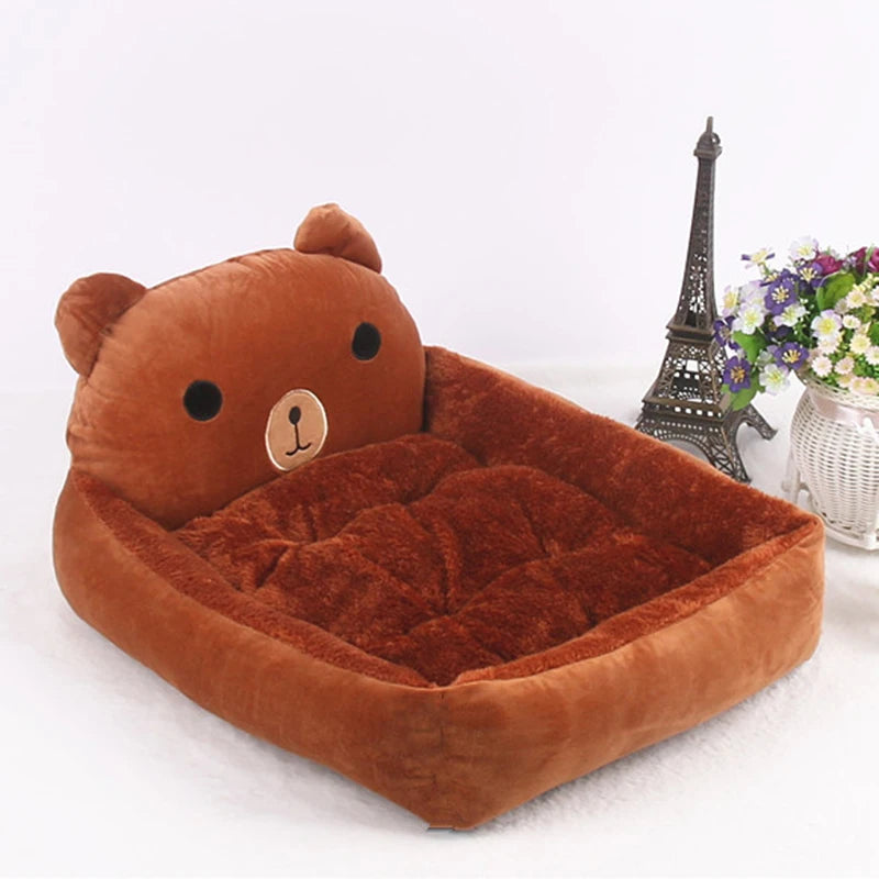 Cute Cartoon Pet Beds for Small Medium Dogs Winter Warm Puppy Cat Sofa Bed Washable Chihuahua Bulldog Kennel Mascotas Supplies