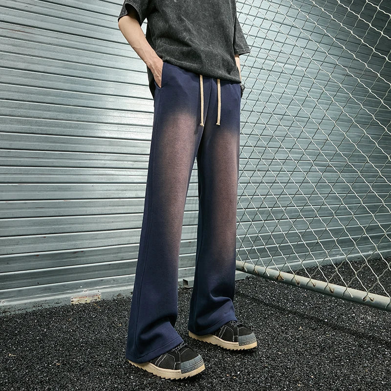 Trendy Brand High Street Sweatpants Men Loose Fit Straight Casual Trousers American Streetwear Joggers Tie Dye Baggy Pants Men