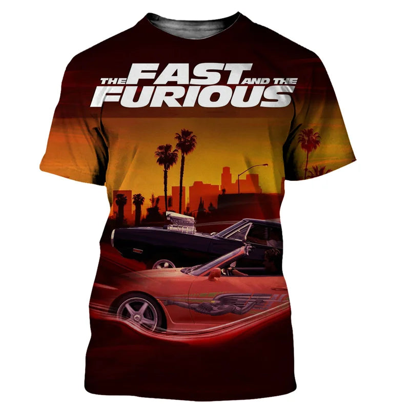 Camiseta con estampado 3D Fast And Furious para niños y niñas,ropa de calle Unisex,camiseta informal de moda