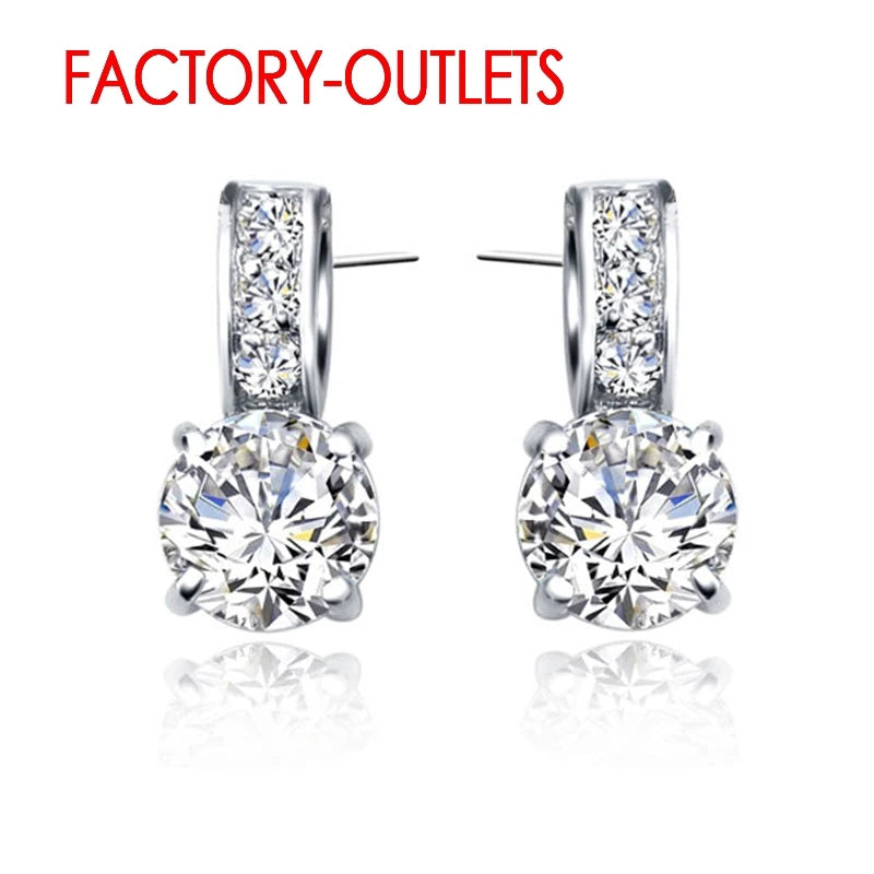 Genuine 925 Sterling Silver Bridal Jewelry Set Classic 4 Claws Crystal  Ring Crystal Pendant  Women Girls Engagement Anniversary