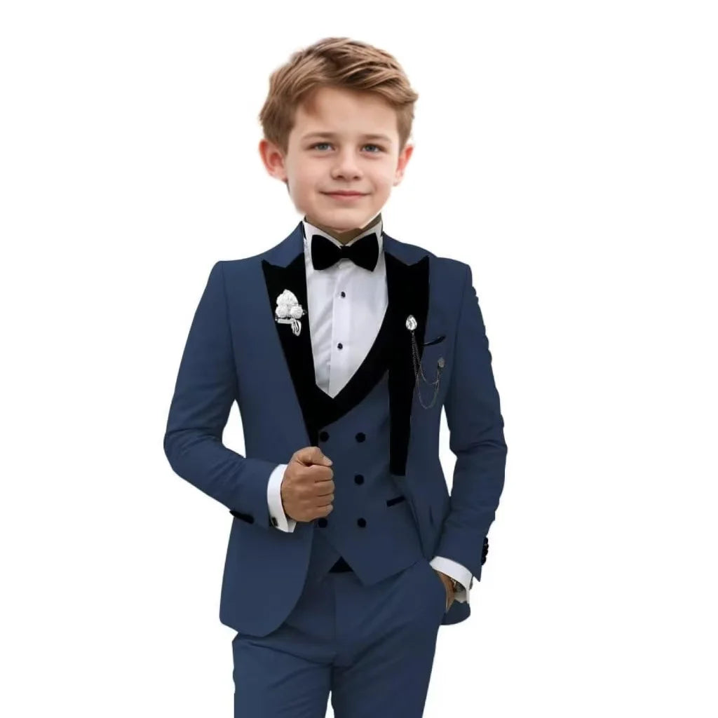 Handsome Boy Suit Three piece Set Suit Pants And Waistcoat Single Breasted Elegant Children Piano Performance Evening Dresses
