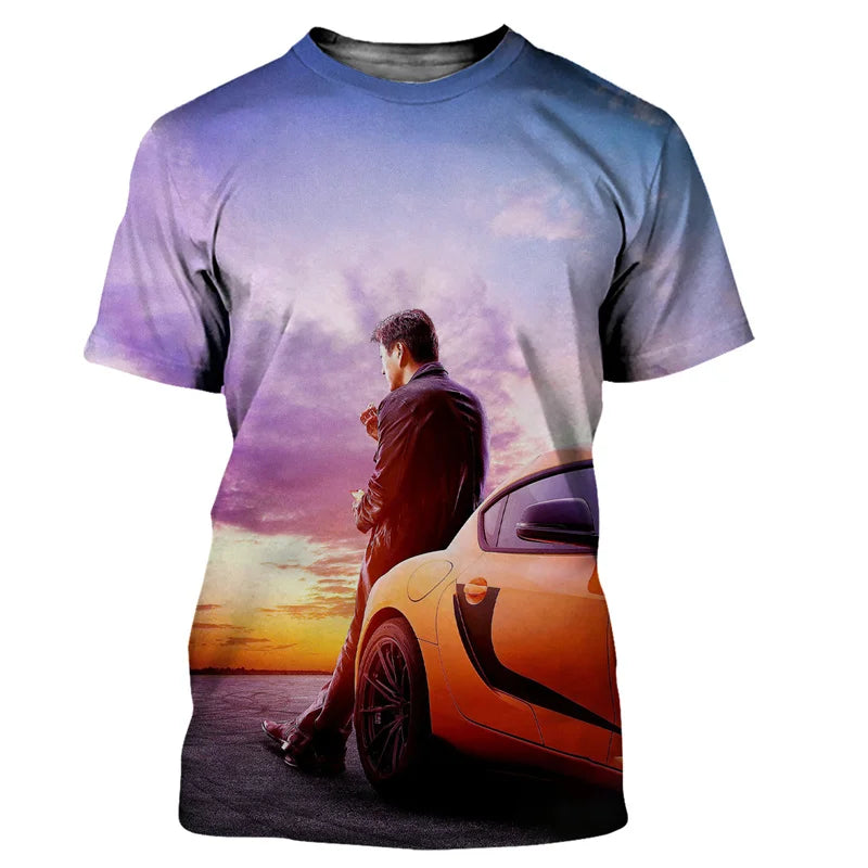 Camiseta con estampado 3D Fast And Furious para niños y niñas,ropa de calle Unisex,camiseta informal de moda