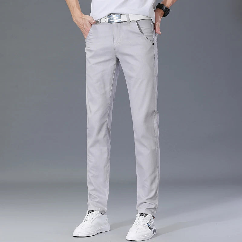 Classic 8 Color Casual Pants Men Spring Autumn New Business Fashion Comfortable Stretch Cotton Elastic Straigh Jeans Trousers