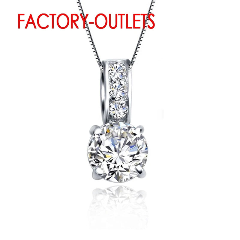 Genuine 925 Sterling Silver Bridal Jewelry Set Classic 4 Claws Crystal  Ring Crystal Pendant  Women Girls Engagement Anniversary