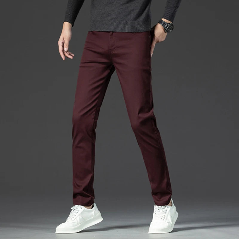 Classic 8 Color Casual Pants Men Spring Autumn New Business Fashion Comfortable Stretch Cotton Elastic Straigh Jeans Trousers