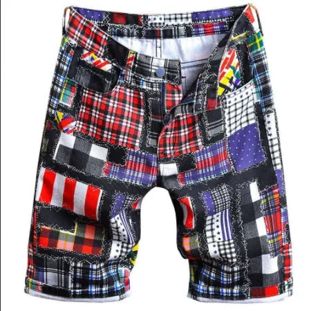 Blue Men's Denim Shorts Fashion Casual Jeans Short Pants with Pockets ripped and Scratch Decoration Asian Size 28-40 42 44 46 48