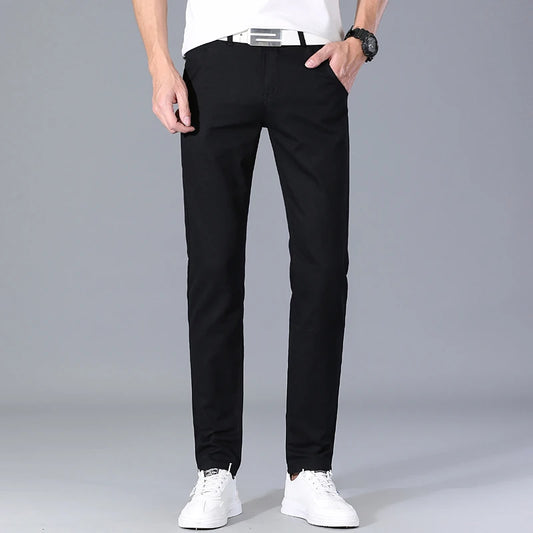 Classic 8 Color Casual Pants Men Spring Autumn New Business Fashion Comfortable Stretch Cotton Elastic Straigh Jeans Trousers